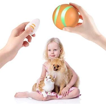 Imagem de Brinquedos interativos para gatos bola Wicked Ball para gatos de interior, controlo remoto, rotação automática de 360° e recarregável por USB com 3 modos interativos e 5 luzes LED intermitentes Di