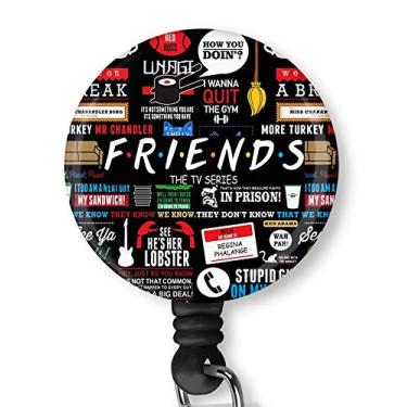 Imagem de Porta-crachá de identificação retrátil de citações da série Friends TV com clipe de jacaré, prendedor de carretel de crachá decorativo para enfermeiros