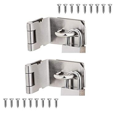 Imagem de Ferrolho de cadeado de ângulo reto de 90 graus, trincos de porta de segurança de aço inoxidável, travas sólidas com acabamento escovado