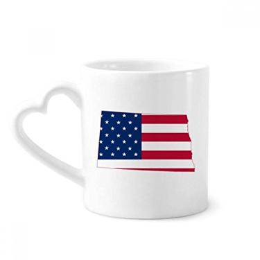 Imagem de North Dakota EUA mapa estrelas listras forma bandeira caneca café cerâmica copo coração vidro