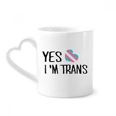 Imagem de Yes I'm Trans LGBT Support Caneca de café cerâmica copo de coração de vidro