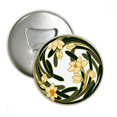 Imagem de China Flower Bud Art Abridor de garrafas padrão redondo ímã de geladeira emblema multifuncional