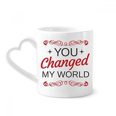 Imagem de Caneca You Changed My World Dia dos Namorados Caneca de café cerâmica copo de coração de vidro