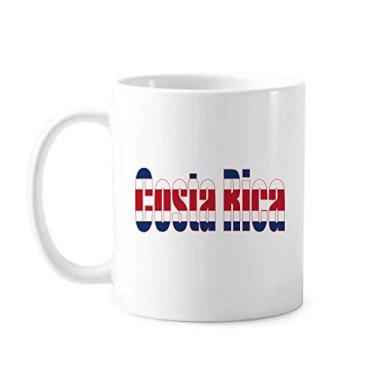 Imagem de Caneca de cerâmica com nome da bandeira do país da Costa Rica, xícara de porcelana de café