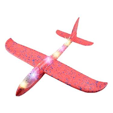Imagem de Avião Planador Manual Aeromodelo De Espuma Com Led RGB Arremesso De Brinquedo Fácil De Montar Laranja, Verde, Vermelho, Azul LINHA PREMIUM SYANG (VERMELHO)