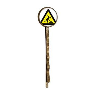 Imagem de Warning Symbol Yellow Black Stumble Triangle Retro Metal Hair Bobby Pin Headwear