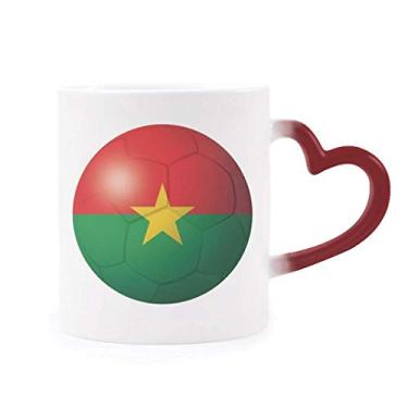 Imagem de Caneca de futebol com bandeira nacional Burkina Faso sensível ao calor Caneca de grés que muda de cor vermelha