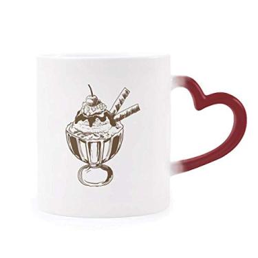 Imagem de Copo de biscoito de chocolate cereja com sorvete sensível ao calor Caneca vermelha que muda de cor