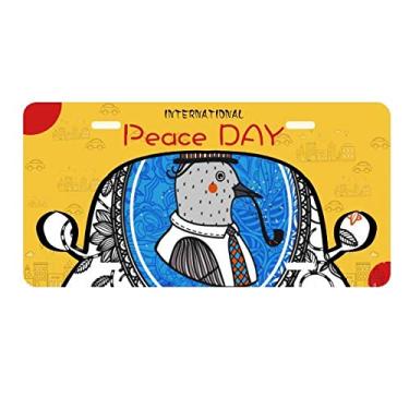 Imagem de DIYthinker Chapéu de pombo, folha de flor, desenho animado, placa de identificação, decoração de carro, dia da paz