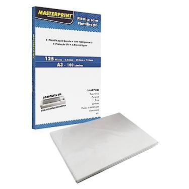 Imagem de Plástico para Plastificação A3 303x426mm 125 micras 0,05mm Pouch Film Masterprint Pacote com 100 lâminas