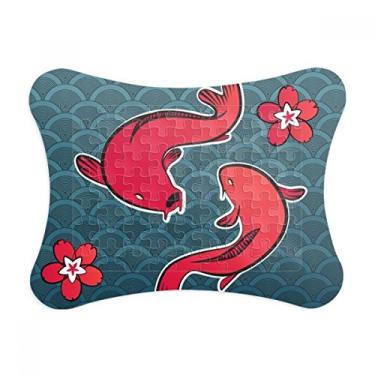 Imagem de Enfeite de quebra-cabeça da sorte chinesa de peixe vermelho japonês com moldura de quebra-cabeça