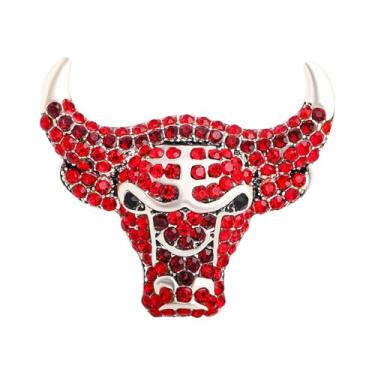 Imagem de Agulha de peito de liga de cabeça de touro europeu e americano strass retrô liga zodiac boi pin, não