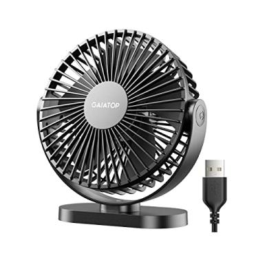 Imagem de Gaiatop Ventilador de mesa USB, pequeno, silencioso, potente, 3 velocidades, rotação de 90°, mini ventiladores de mesa portáteis pessoais, resfriamento para casa, escritório, carro, viagem, interior