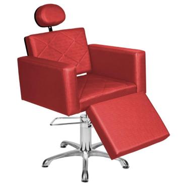 Imagem de Cadeira Poltrona Cabeleireiro Evidence Reclinável Ap Vermelho