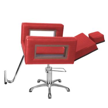 Imagem de Cadeira Poltrona de Cabeleireiro Recl Lisboa Vermelho