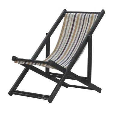Imagem de Espreguiçadeira Preguiçosa Dobrável sem Braço Black Tecido Listrado Marrom Listrado Marrom