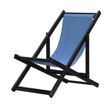 Imagem de Espreguiçadeira Preguiçosa Dobrável sem Braço Black Tecido Azul Azul