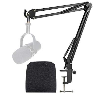 Imagem de MV7 MV7X MV7+ Boom Arm - Braço de microfone com capa de espuma para para-brisas compatível com Shure MV7 e Shure MV7X e microfone Shure MV7+ com filtro pop da YOUSHARES