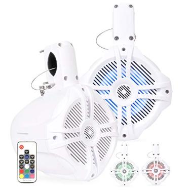 Imagem de BELVA Par de alto-falantes de torre de wakeboard de 500 W de 16,5 cm com luzes multiLED e controle remoto