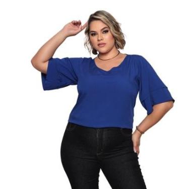 Imagem de Blusa Feminina Plus Size Manga Ampla Modelo Casual Comfort-Feminino