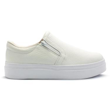 Imagem de Tênis Usaflex Feminino Slip On Em Couro Plataforma Zíper Casual AL1003