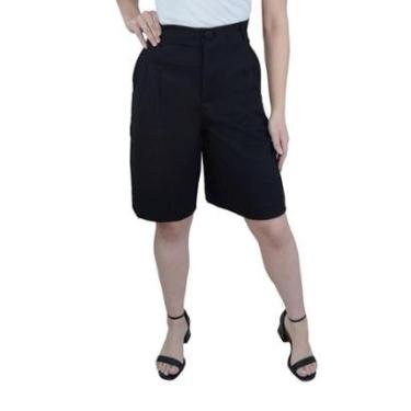 Imagem de Bermuda Feminina Autenticada Alfaiataria Linho Preta - 7705-Feminino