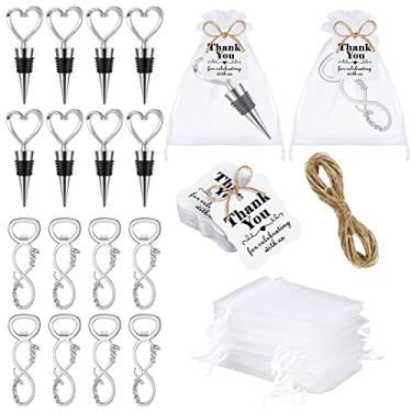 Imagem de Tanlade Conjunto de 60 peças de lembrancinhas de festa de casamento para convidados, conjunto Love Forever para chá de panela Love Forever com 100 etiquetas e 60 sacos de malha para decorações e suprimentos de festa de casamento
