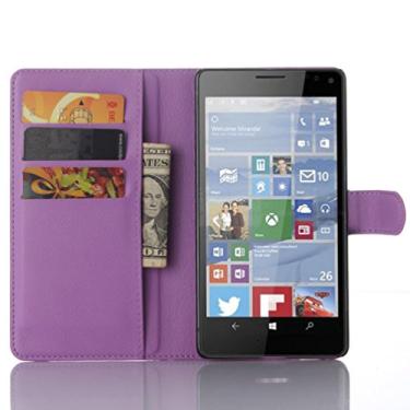 Imagem de Capa para Microsoft Nokia Lumia 950XL de couro PU com suporte para Microsoft Nokia Lumia 950XL, capa de proteção de telefone estilo empresarial, capa com [compartimentos para dinheiro e cartão]