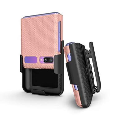 Imagem de BELTRON Capa com clipe para Galaxy Z Flip, capa protetora de encaixe com coldre giratório para cinto combo e suporte integrado para Samsung Galaxy Z Flip Phone (SM-F700) - Rosa