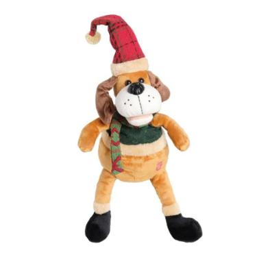 Imagem de Urso Cachorro Natalino C/Movimento Bege 30cm 1207702 Cromus