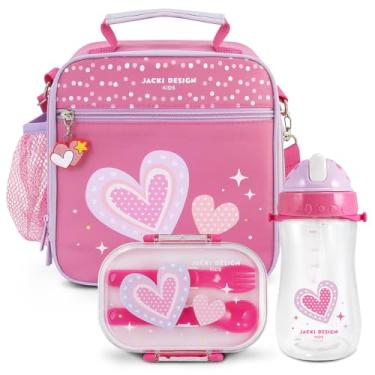 Imagem de Kit Bolsa Térmica com Pote e Garrafa Infantil Estampados Escola Passeio Criança (Pink)