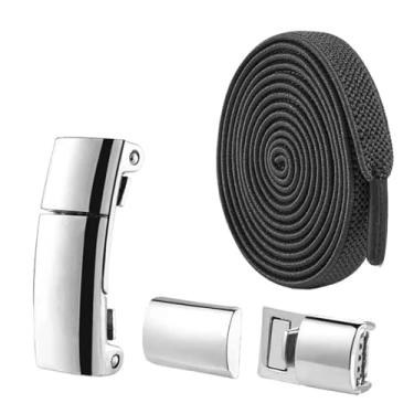 Imagem de Lock Shoelaces Without Ties Flat Elastic Laces Sneakers Boots No Tie Shoelace Rubber Bands For Shoes Accessories(Black)