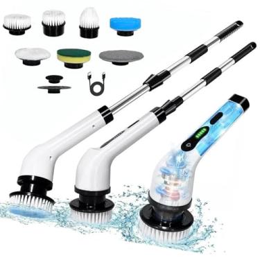 Imagem de Escova De Limpeza Elétrica Para Casa Com Múltiplas Ponteiras Sem Fio Recarregável USB Com Cabo Extensor 2 Velocidades Esfregão Para Casa Banheiro Janelas Carro