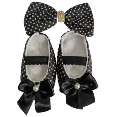 Imagem de 1 Kit faixa com sapatinho bebê menina - Duda Baby Shop, Preto de bolin