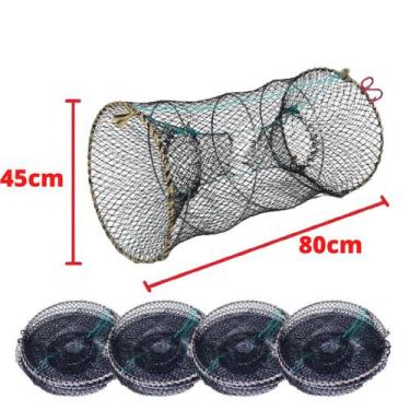 Imagem de Kit 4 Armadilha Covo Retratil Tipo Mola Traíra Piau Camarão Vários Tam