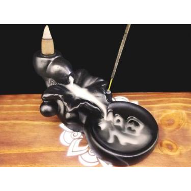 Imagem de Incensário Cascata Ideograma da Felicidade + 5 Incensos Cone Backflow 