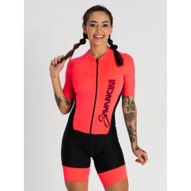 Imagem de Macaquinho De Ciclismo Feminino Rosa Flúor Savancini Fun (1470), P