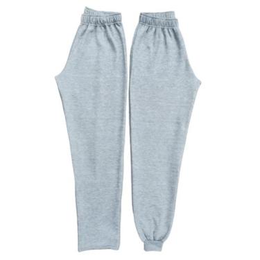 Imagem de calça de moletom flanelada sem bolso cor cinza mescla com barra reta o