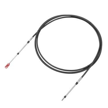 Imagem de uxcell 1 peça 4,9 m 197 polegadas Marine Type 3300/33C cabo de caixa de controle remoto de mudança do acelerador com manilha para sistema de direção do motor de popa Yamaha preto