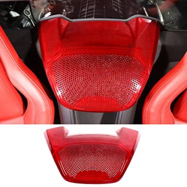 Imagem de Acabamento da tampa superior do alto-falante traseiro compatível com Chevrolet Corvette C8 Coupe 1LT 2020-2023 fibra de carbono real 1 peça, acabamento da capa da grade do alto-falante superior do