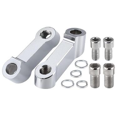 Imagem de Motoforti 1 par de adaptador extensor de suporte de guidão de espelho de motocicleta 10 mm 8 mm adaptador de espelho retrovisor para Honda para Suzuki para Kawasaki tom prateado