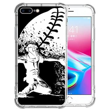 Imagem de Capa para iPhone 8 Plus para meninas, transparente com apanhador de beisebol em casa, design de plástico à prova de choque, capa protetora de TPU (poliuretano termoplástico) compatível com Apple iPhone 8 Plus/7 Plus