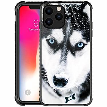 Imagem de CARLOCA Capa compatível com iPhone 13 Pro Max, design com padrão de olho azul focinheira de cachorro Husky para meninas e meninos, à prova de choque, capa antiarranhões para iPhone 13 Pro Max