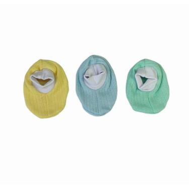Imagem de Sapato pantufa de bebê recém nascido kit com 3 pares canelados - Confe