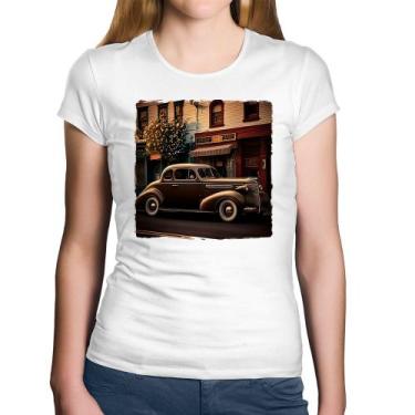 Imagem de Baby Look Algodão Carro antigo na cidade - Foca na Moda, Branco, G