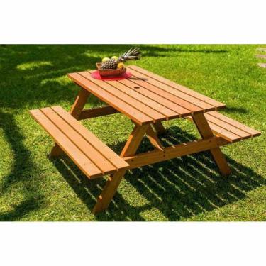 Imagem de Mesa Pic-Nic 140 x 72 cm em Madeira Mestra Móveis, Stain Jatobá