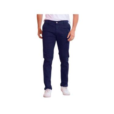Imagem de Calça de Sarja Corte Alfaiataria Masculina Slim Fit com Lycra Bolso Em