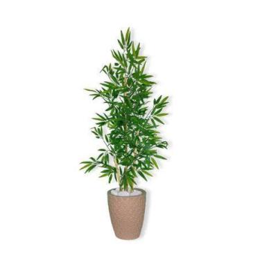 Imagem de Planta Artificial Bambu 1,2 m Kit + Vaso E. Bege 32cm - FLORESCER DECO