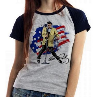 Imagem de Baby look blusa feminina ou Camiseta unissex  Elvis Presley bandeira E