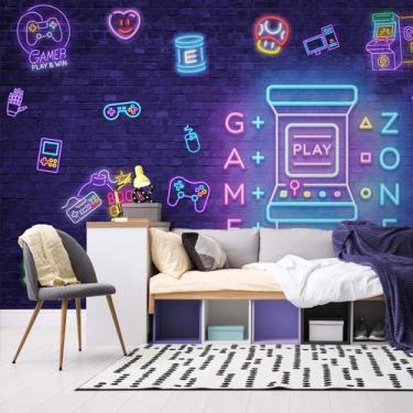 Imagem de Papel de Parede Gamer Neon Painel 3D Video Game cobre 12m² - Quartinho